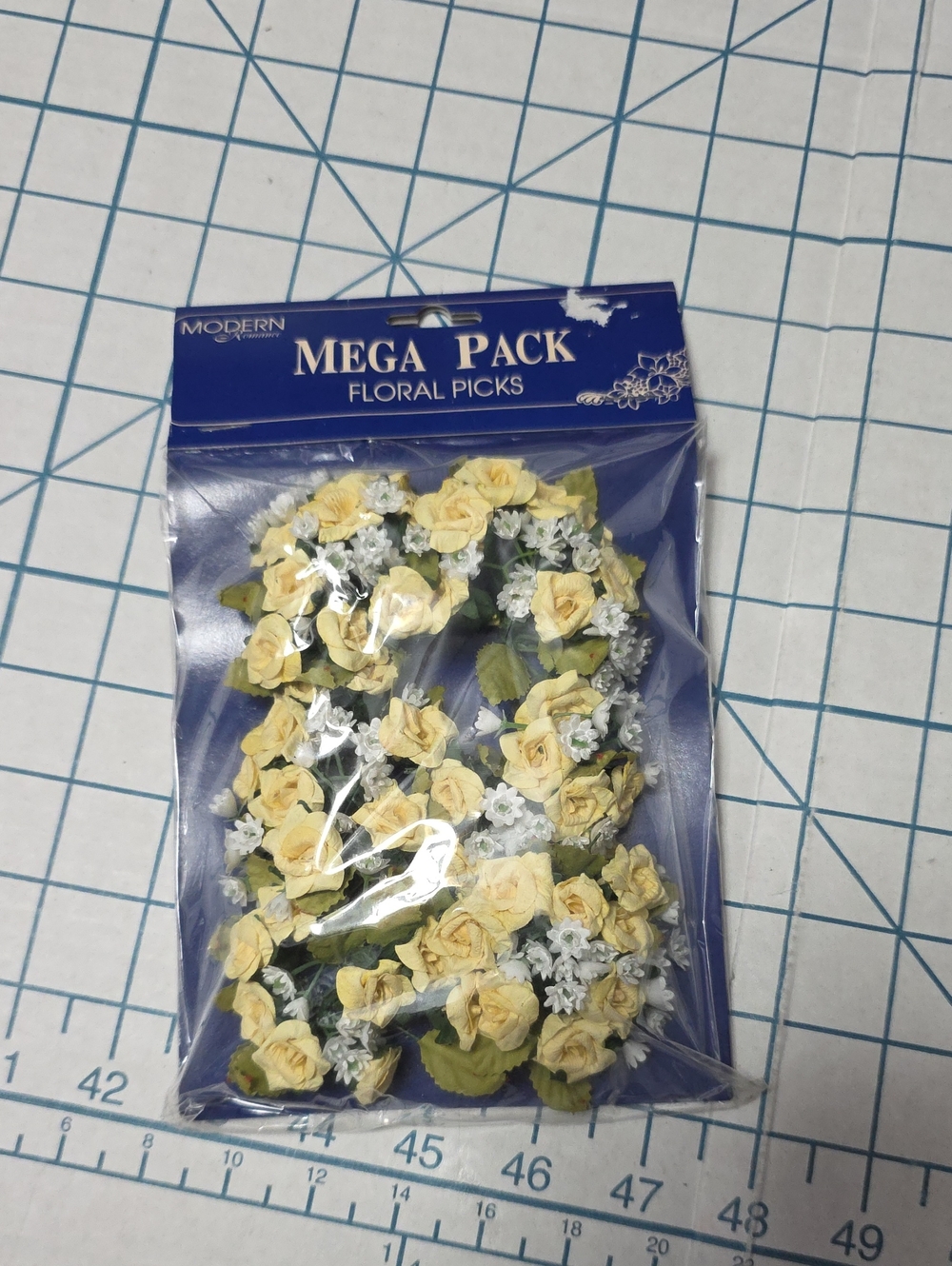 Modern Romance Paper RoseYellowFloral Picks - Decorative Flower Accents 6 Ea NIP